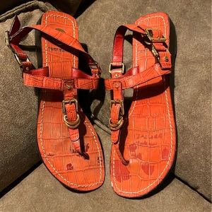 Tory Burch Orange Crocodile Sandals